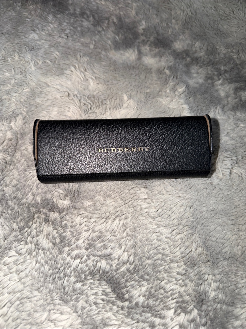 Burberry Black Leather Eyewear Case with Gold Logo